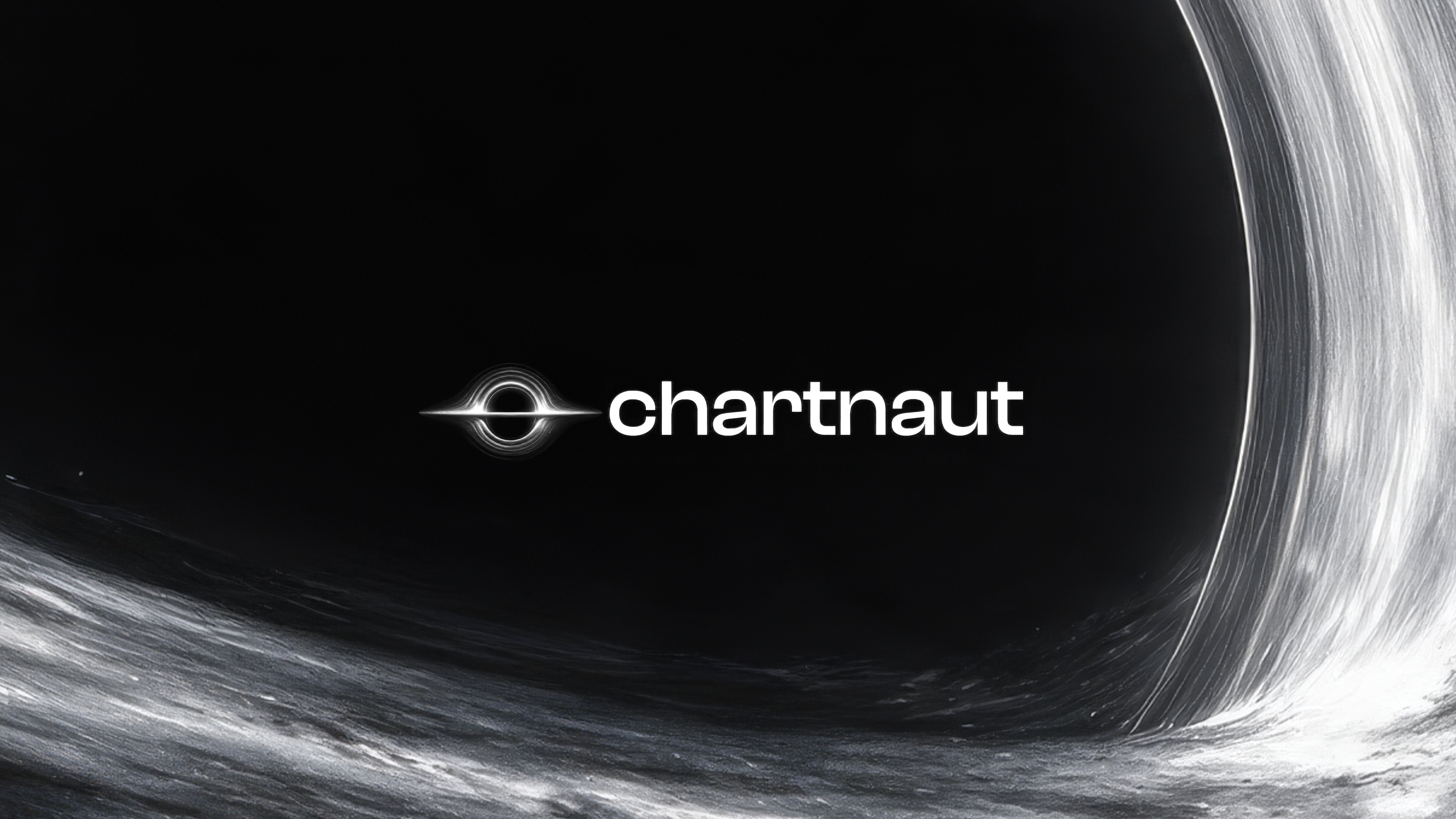 Chartnaut wordmark beside a black hole and accretion disk.